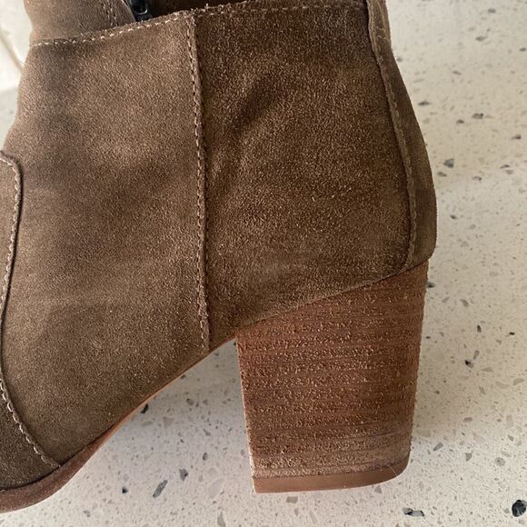 Madewell The Brenner Brown Genuine Suede Leather Ankle Boots Block Heel Size 8.5 - Picture 11 of 13
